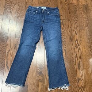 Universal Thread Dark Blue Flare Jeans with Frayed Hem